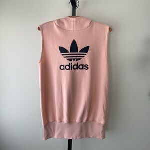 Adidas Girls Trefoil Hooded Sweatshirt Dress Sleeveless Sweater Dress Kids Pink